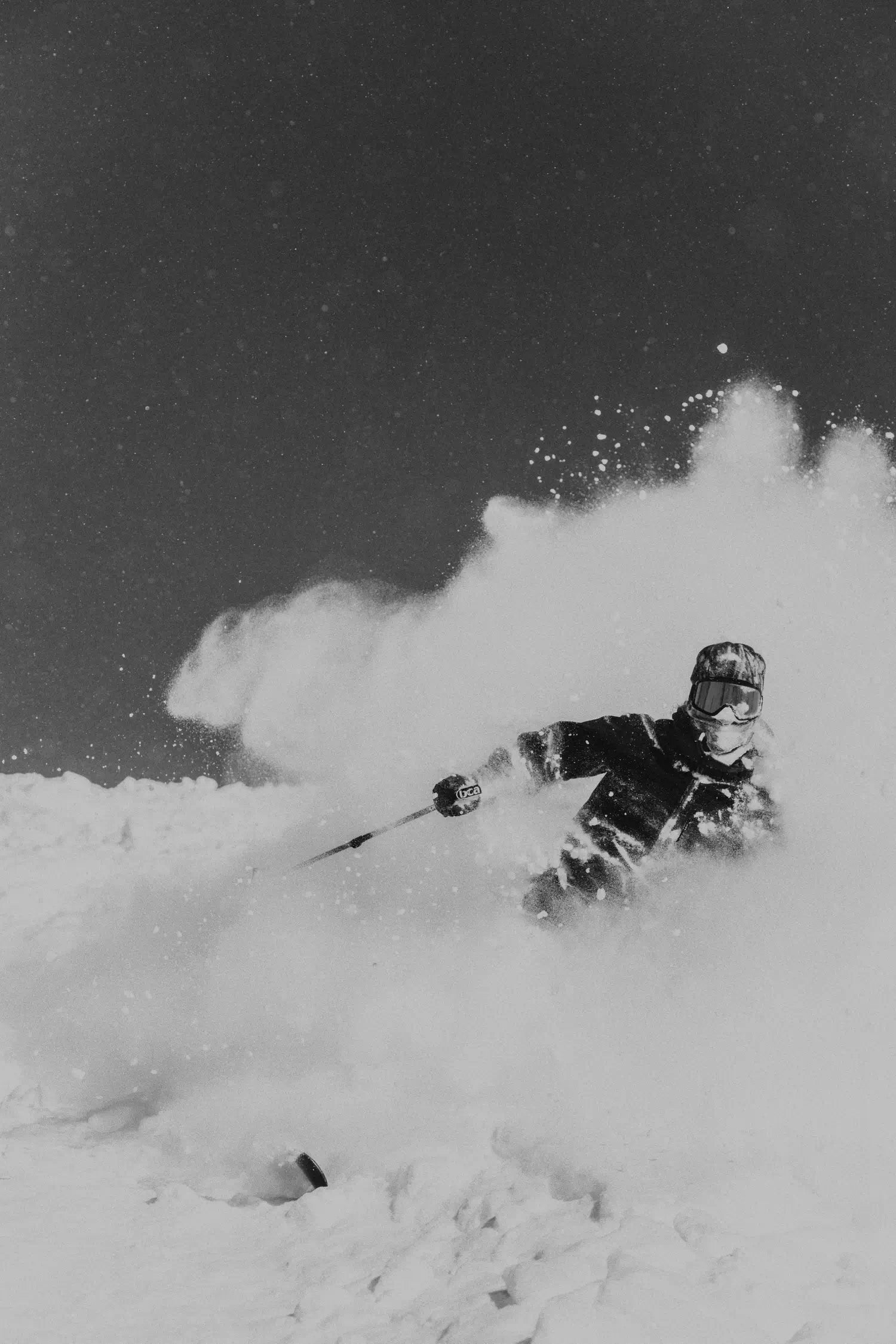Skier getting a powder face shot