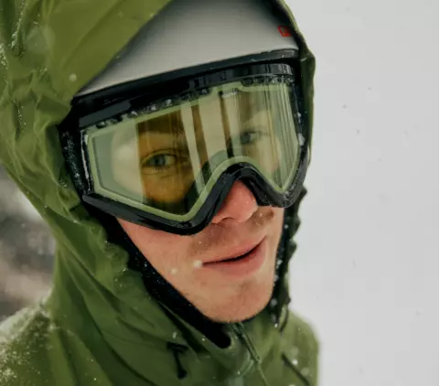 Skier looking at the camera