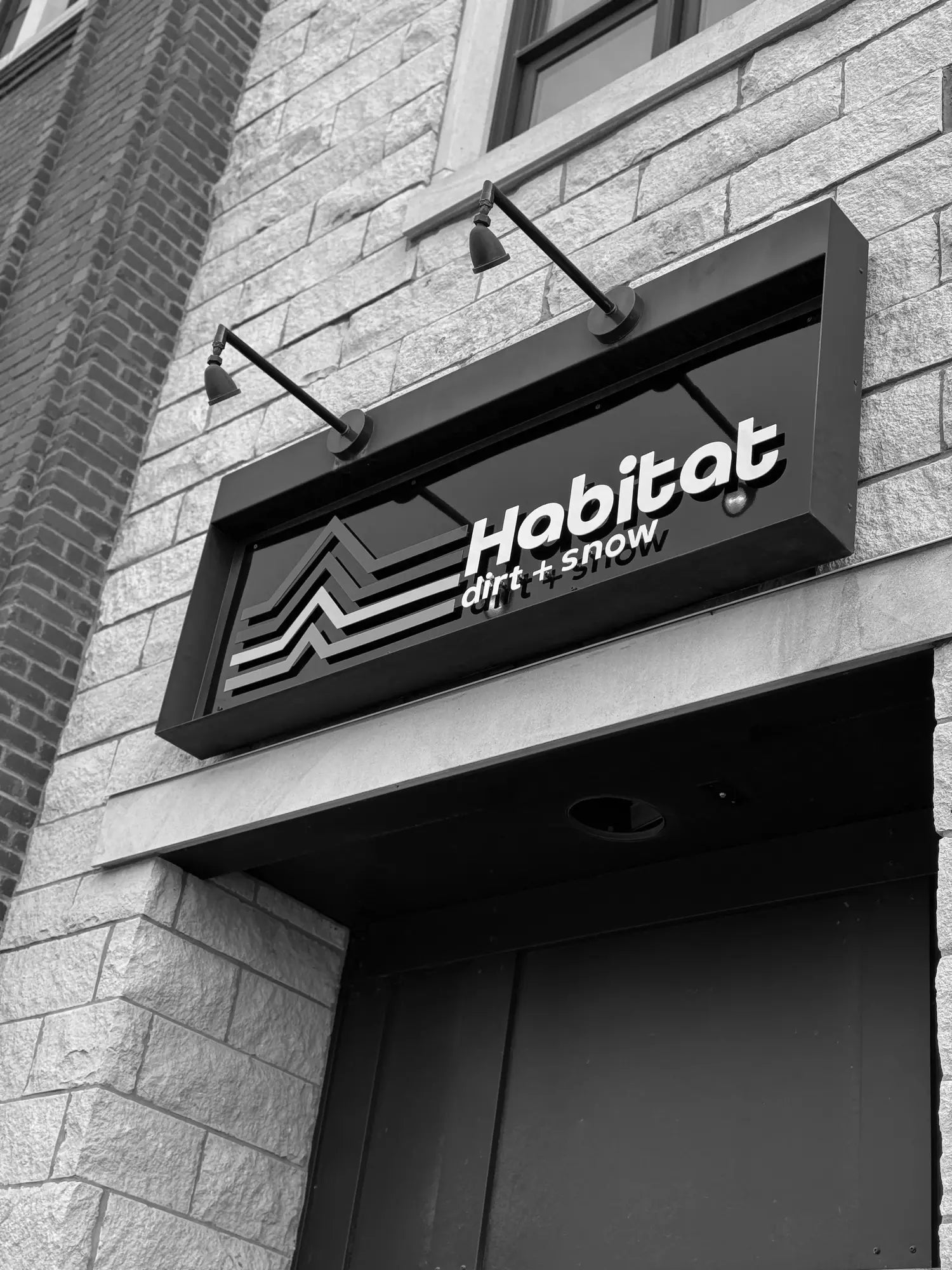 The front of the habitat dirt and snow store